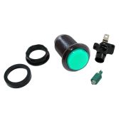 Green LED Pushbutton - Black Bezel