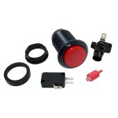 Red LED Pushbutton - Black Bezel
