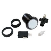 White LED Pushbutton - Black Bezel