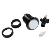 White LED Pushbutton - Black Bezel