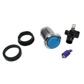 Blue LED Pushbutton - Chrome Bezel