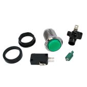 Green LED Pushbutton - Chrome Bezel