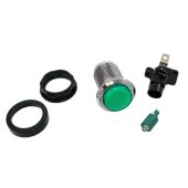 Green LED Pushbutton - Chrome Bezel