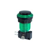 Green LED Bezel Eclipse Pushbutton - Black Plunger