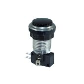 White LED Bezel Eclipse Pushbutton - Black Plunger